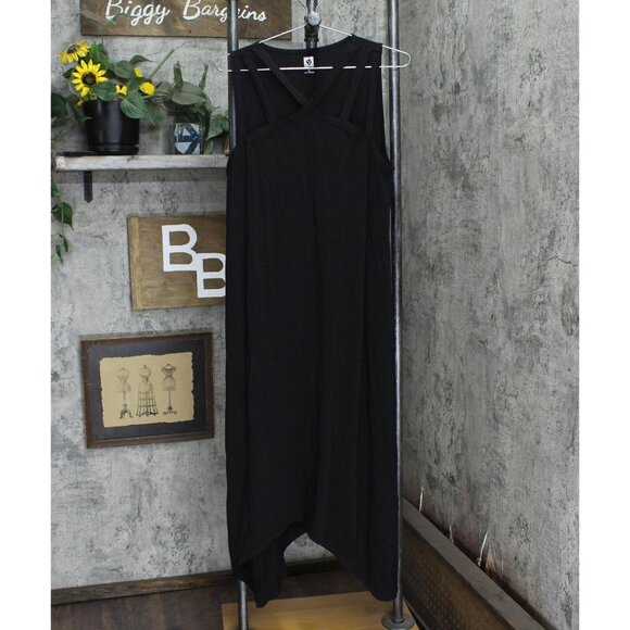 Anne Klein Sport Sport Womens Knit Flowy Strappy Front Unlined Dress Black L - Picture 1 of 5